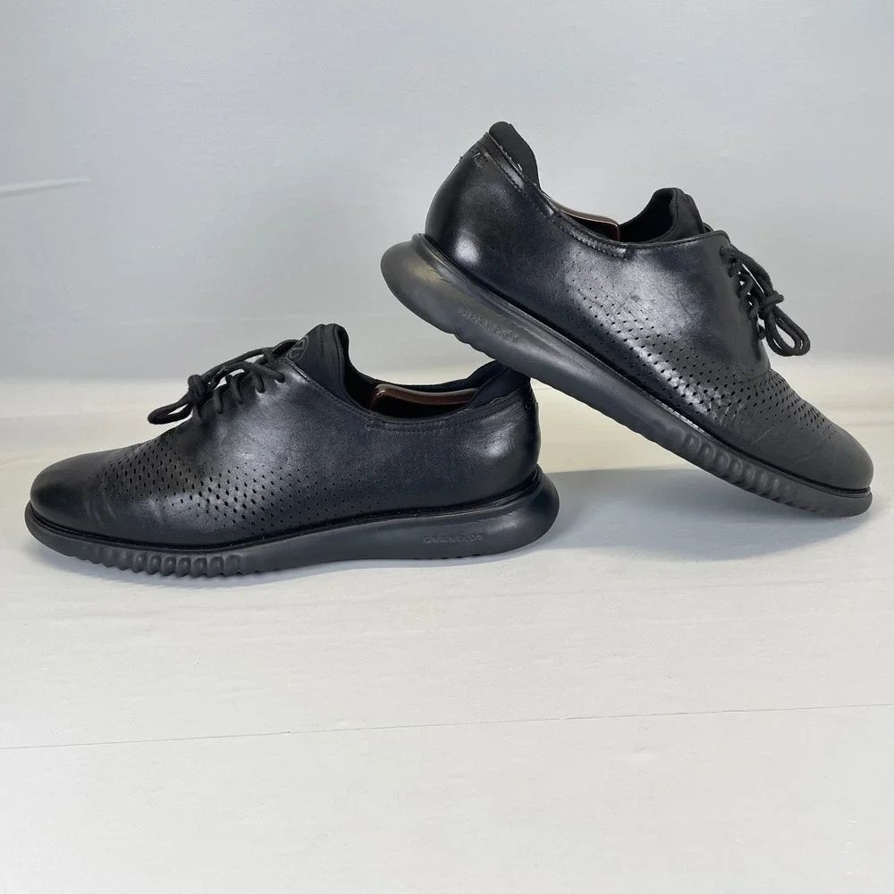 Cole Haan 2.Zerogrand Oxfords Mens Size 11.5 M Black Leather Laser Wingtip Shoes
